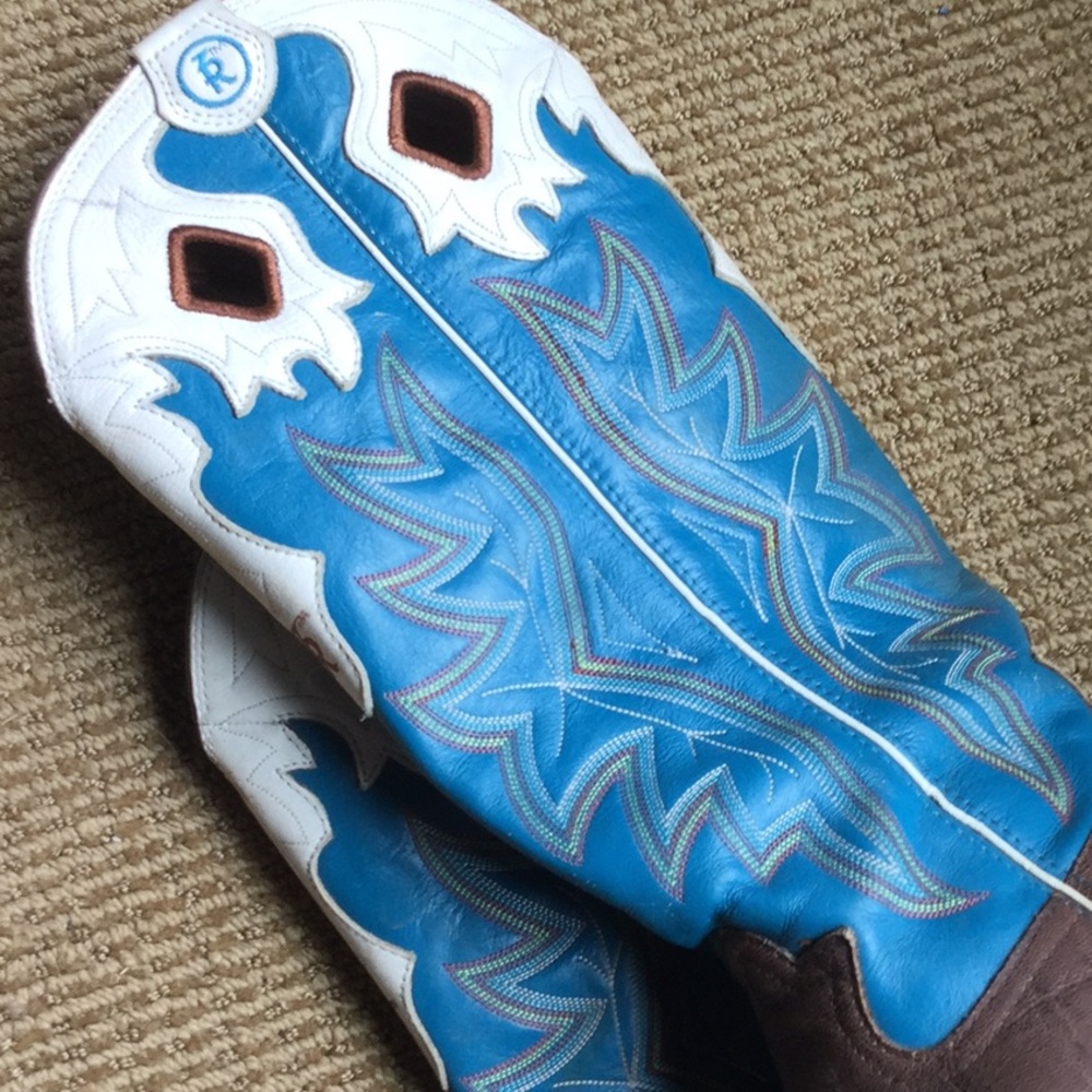 Tony lama buckaroo cowboy rodeo boots western ranch equestrian cowgirl roper - Picture 11 of 12